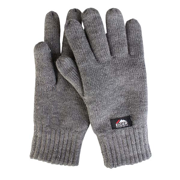  EIGER KNITTED GLOVE WITH 3M FLEECE LINING GREY